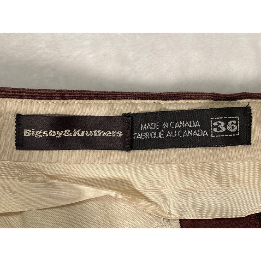 Bigsby & Kruthers Mens 36x31 Brown Corduroy Pleated Cuffed Pants Made in Canada - Picture 2 of 13